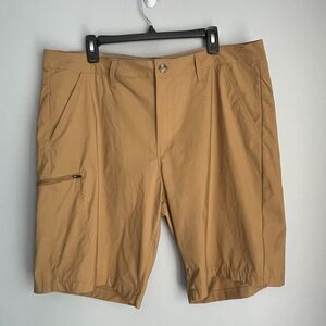 Eddie Bauer Flat Front Nylon Shorts Men's Size 40 Brown 10 Inch Inseam Logo